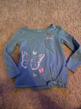 Carter's Girls' Teal Butterfly Long-Sleeve Top